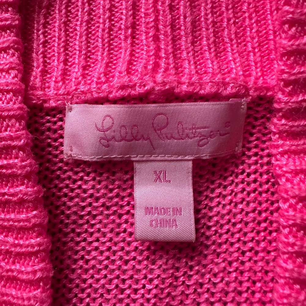 Lilly Pulitzer Pink Cardigan Sweater Lightweight Knit - Picture 4 of 6